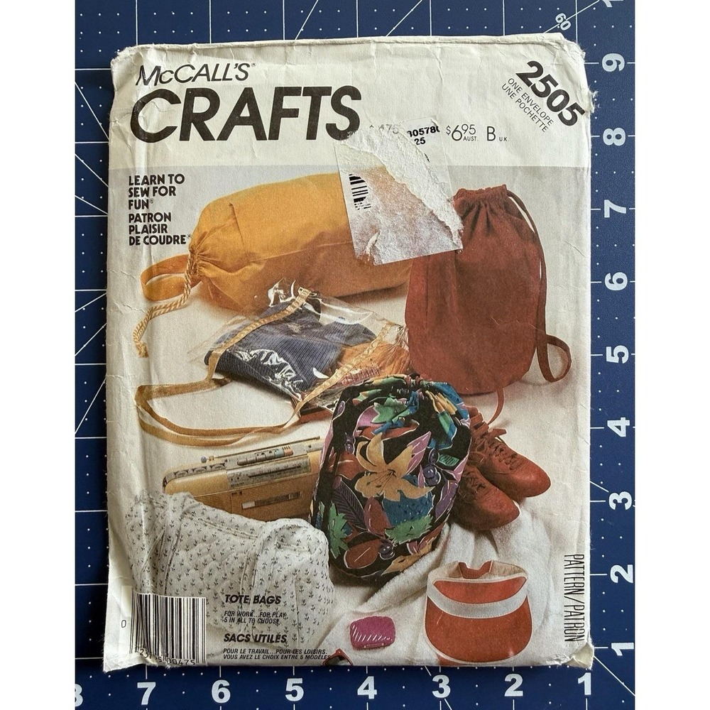 McCall's Crafts Learn To Sew For Fun Pattern 2505 Tote Bags For Work Or Play UC